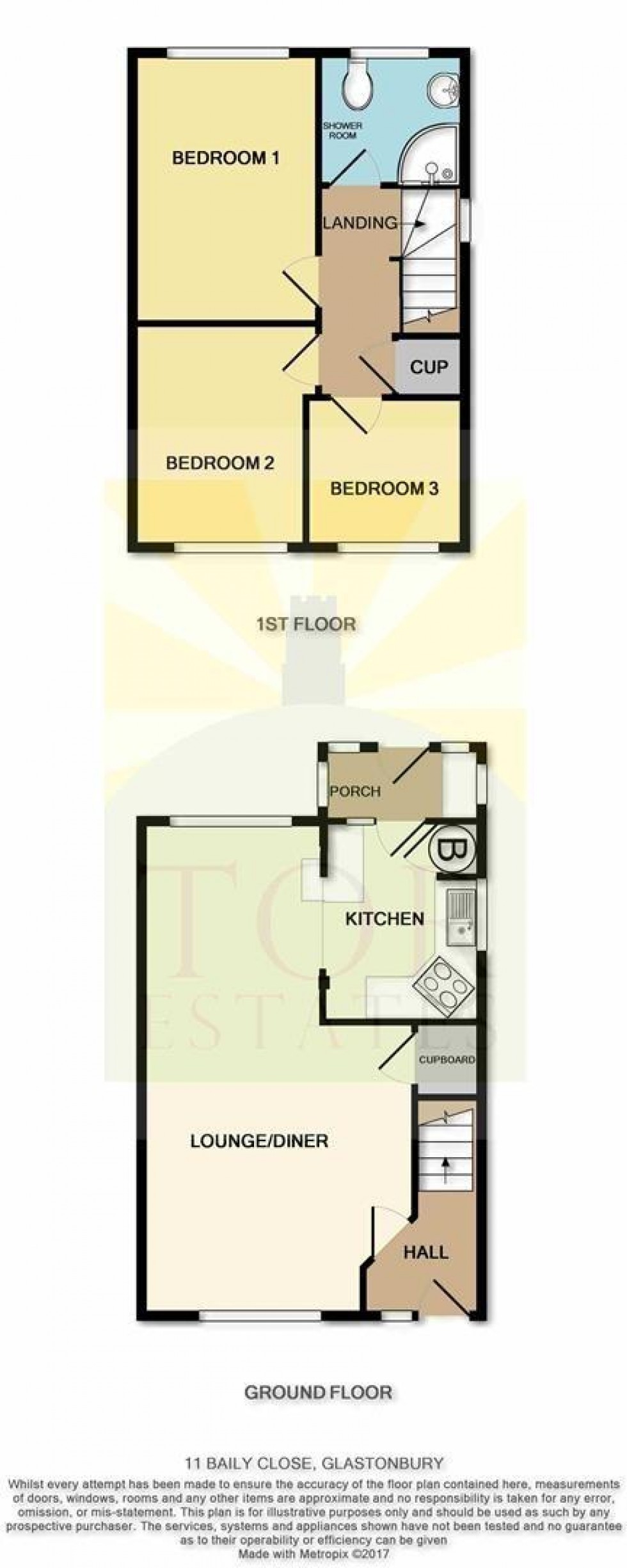 Floorplan for Baily Close, Glastonbury